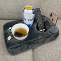 Couch Cup Holder Pillow, Couch Drinks Remotes Holder for Center of Couch, for Sofa, Bed, RV, Car (Gray) - color: Gray