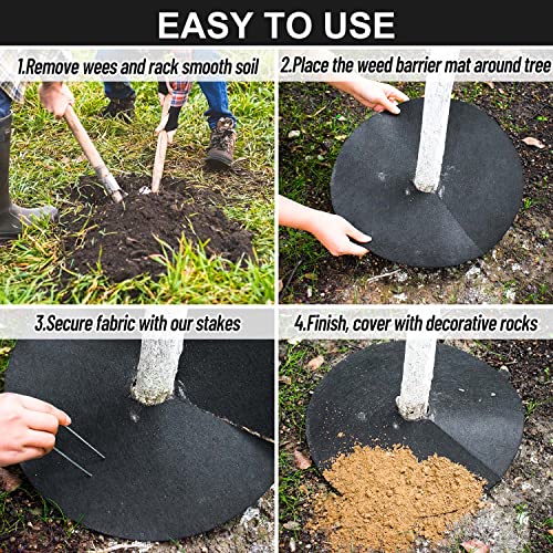 8 Pack Non-Woven Tree Mulch Ring, 16.5 Inch Degradabl Tree Protector Mat Reusable Tree Weed Barrier Mat for Weed Control Root Protection - color: Black 16IN
