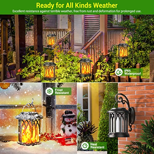 KOOPER 4 Pack Solar Lantern Outdoor Lights, Upgraded Flickering Flame Solar Lanterns Lights Outdoor Waterproof, Hanging Lantern Decorative, Solar Powered Lanterns for Yard Patio Path Tree Garden Decor - style: 4 Pack