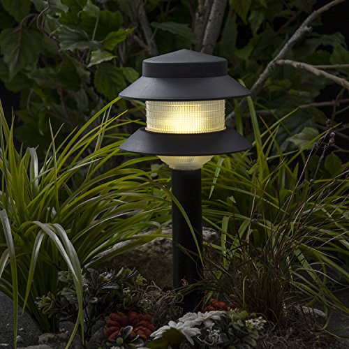 GreenLighting Paradise Low Voltage Landscape Pathway Lights - 2 Tier Outdoor Garden Lights - Easy, Simple Installation - Walkway, Lawn, Landscape Lighting (Black, 4 Pack) - size: 4 Pack