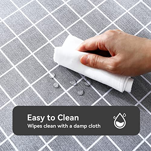 Romanstile Rectangle Vinyl Tablecloth, 100% Waterproof Oil-Proof Checkered Plastic Table Cloth, Heavy Duty Wipeable Table Covers for Dining, Camping, Picnic, Outdoor - 54 x 120 Inch, Grey - color: Grey, size: 54" x 120" (Rectangular)