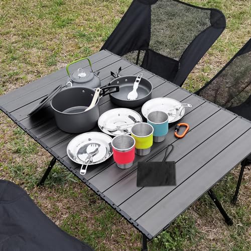 Lixada 22PCS Camping Cookware Kit Camping Utensils Cooking Set Camping Pot Pan Cooking Set Camp Cookware Set with Mesh Bag for Outdoor Camping Hiking Backpacking 1-3 Person