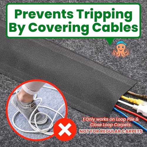 ECOHomes Carpet Cord Cover (Black, 6 Inch x 30 FT) | Cord Covers for Carpet to Hide Floor Cables and Electric Wires, Low Profile Cord Hider for Extension Cords and Cable Management in Home and Office - color: Black, size: 6 Inch x 30 FT