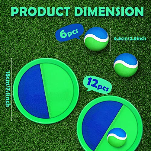 Charniol Kids Toys Toss and Catch Game Set Beach Game Outdoor Ball Sports Games Toss and Catch Ball Nylon Toys for Kids Adults(Blue Green,12 Paddles 6 Balls) - color: Blue Green