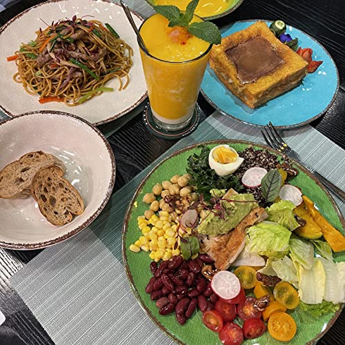 LEHAHA Vintage Crackle Melamine Dinnerware Sets, 12 Piece Plates and Bowls Sets, Great for Camping, RV. Durable and Chip Resistant Farmhouse Dishes Set, Service for 4(Green) - color: Green