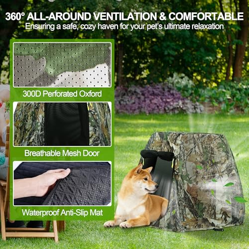 Dog Tent for Small & Medium Dogs, Pop Up Dog Enclosure, Waterproof Pet Tent with Zipper & Ground Spike, Portable Pet Playpen for Camping Beach, Puppy Tent Outdoor/Indoor 28.7x28.7x20.5 inch (Size M) - size: M 28.7x28.7x20.5 inch