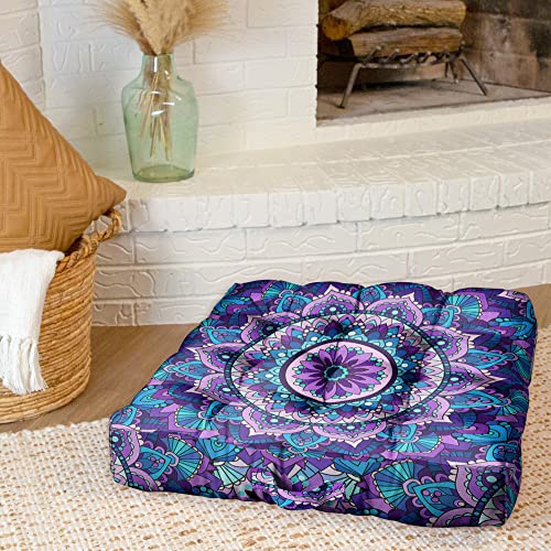 Mandala Meditation Cushion, Boho Meditation Mat, Meditation Pillows for Sitting on Floor, Cushions for Sitting in Home and Outdoor, Square Floor Pillow Cushion Seating for Yoga Accessories 22'' X 22'' - color: 05.mandala Meditation Cushion-1, size: 22x22