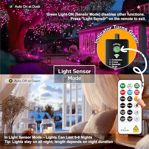 HXWEIYE Rechargeable Fairy Lights with Remote, 2 Pack 33ft 100LED Twinkle Lights with DIY Timer & Light Sensor, Waterproof Outdoor String Lights for Bedroom Patio Christmas Tree Decor, Pink - color: Pink, size: 100 LEDs - 2Pack