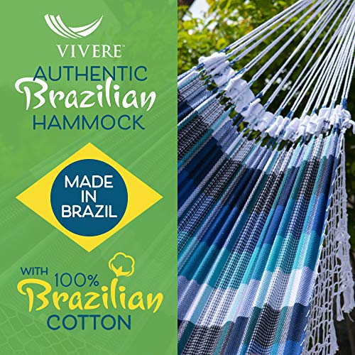 Vivere Authentic Brazilian Cotton Hammock - 450 lb Capacity (Marina) - color: Marina