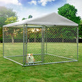 Outdoor Large Dog Kennel, Heavy Duty Dog Cage Pet House Galvanized Steel Fence Dog Playpen Puppy Exercise Pen Dog Run Cage w/UV & Waterproof Cover and Secure Lock (6.5'Lx6.5'Wx5.2'H) - size: 6.5'Lx6.5'Wx5.2'H