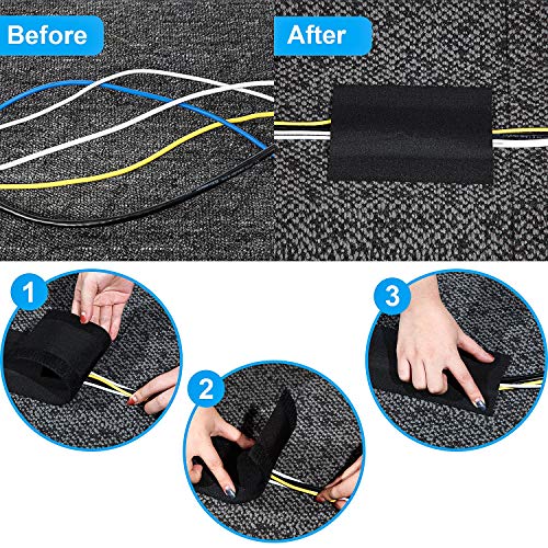 WILLBOND Carpet Cord Cover Cable Protector Floor Cover Cable Protector Management Only for Commercial Office Carpet(19.69 ft,Black) - color: Black, size: 19.69 Ft
