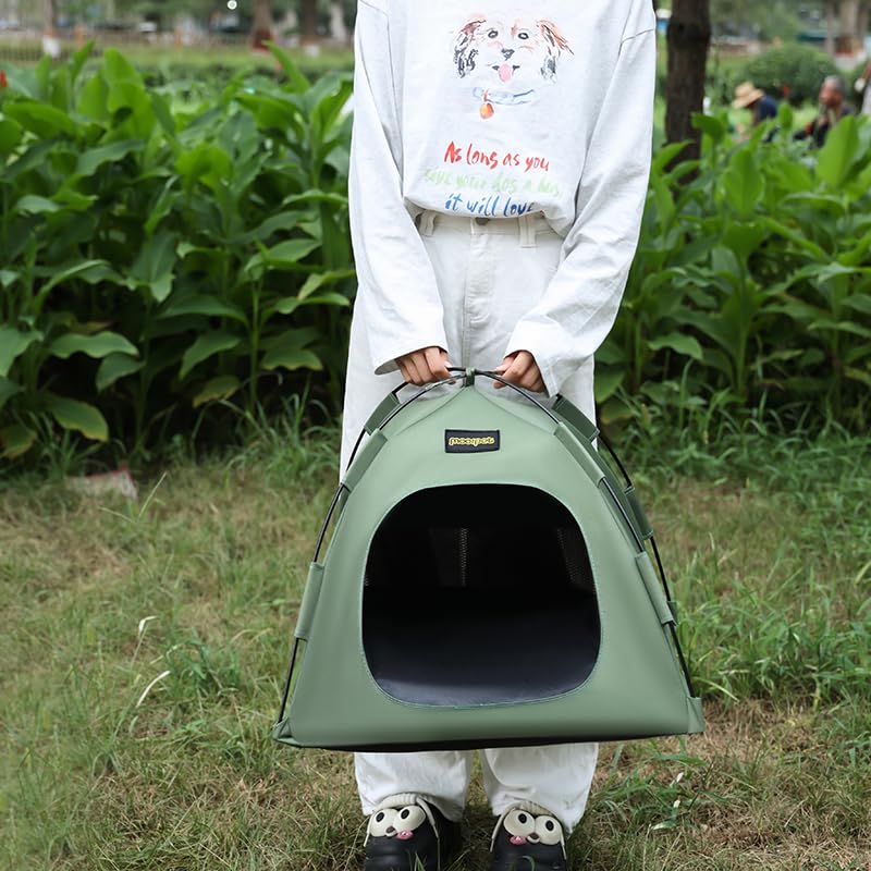 Pet Tent for Cats and Dogs - Portable & Foldable Indoor/Outdoor Travel Puppy Kitty, Sun Shade - Lightweight for Camping, Beach, Park, Larger-Green