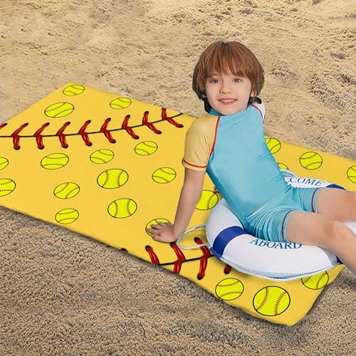 Bonsai Tree Softball Beach Towel, Yellow Microfiber Bath Towel for Women, Sand Free Quick Dry Travel Towels Softball for Women Yoga Sports Adults 30" X 60" - color: Softball, size: 30"x60"