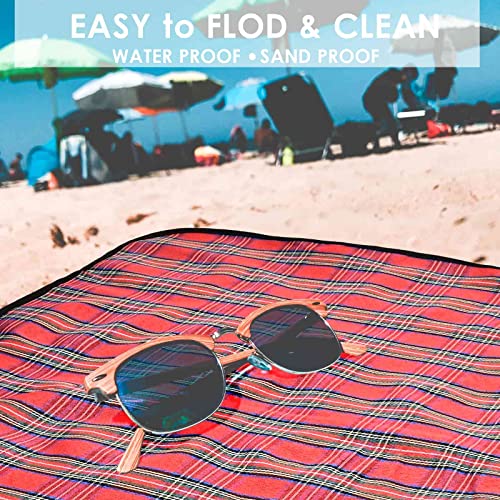 GIVERARE Picnic Beach Blanket, XL Sandfree Waterproof Outdoor Camping Blankets, Quick Drying Family Mat, Portable Extra Large Mats for Travel, Hiking, Music Festival, Lawn-Red - color: Red, size: 5' x 6'8"