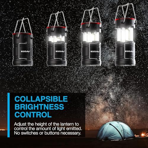 2 Pack LED Camping Lantern & Flashlight | LED Lanterns for Hurricane, Emergency Light for Storm, Outages, Outdoor Portable Lanterns | Batteries Included - color: Black & Red