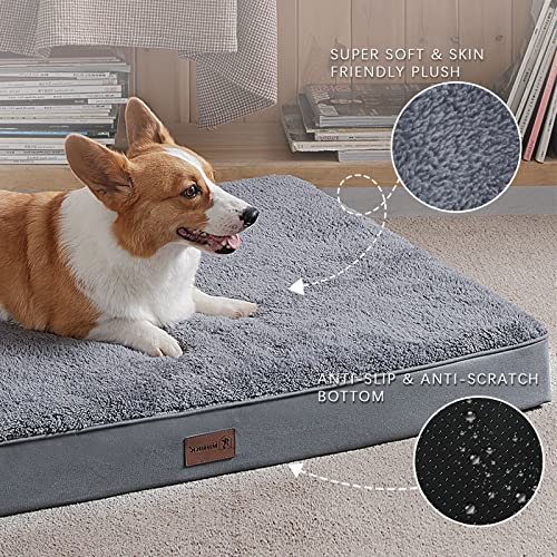 Waterproof Dog Beds for Small Dogs Orthopedic Dog Beds for Crate with Removable Washable Cover Egg-Crate Foam Pet Pad Mat with Anti-Slip Bottom, 29x18 Inch, Grey - color: Grey, size: 29"L x 18"W x 3"H