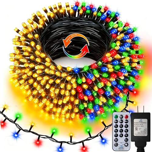 echosari Christmas Lights 66Ft, 400 LED Connectable Dual Color Changing String Lights Plug in with Timer for Tree Garden Indoor Decor (Warm White & Multicolor) - color: Warm White & Multicolor