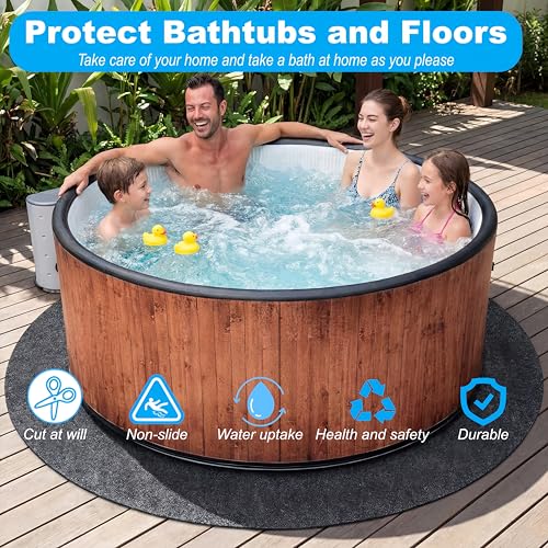 Upgraded 100 * 100 inch Square Hot Tub Mat, Extra Large Inflatable Hot Tub Pad Outdoor Indoor, Waterproof Slip-Proof Backing, Absorbent Spa Pool Ground Base Flooring Protector Mat - size: 100 inch square
