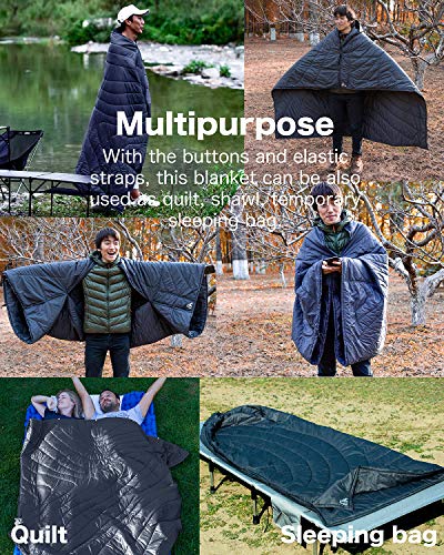 iClimb 3M Thinsulate Insulation Warm Camping Blanket Ultralight Compact - color: Black, size: 72.8” × 55”, 1 lb