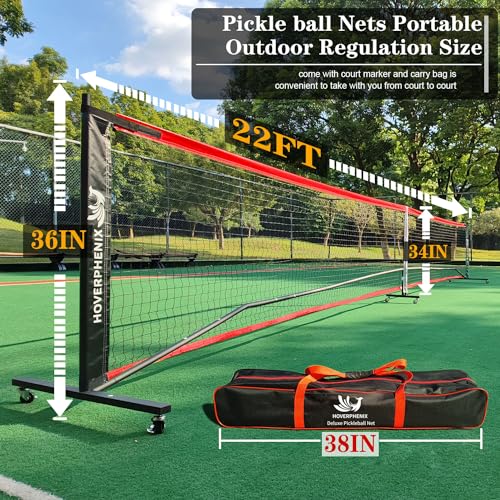 Pickleball Net for Driveway, Portable Pickleball Net System with Regualtion Size 22FT Pickle Ball Net, Outdoor Pickleballs, Carry Bag, Weather Resistant Metal Frame - style: Pickleball net with wheels