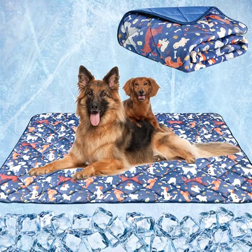 wegreeco Pet Dog Cooling Mat for Cats, Lightweight Bed Outdoor Cooling Blanket for Dogs and Cats, Small Medium Large Puppy Cool Pad for Dogs, Cute XLarge - color: Dog, size: X-Large