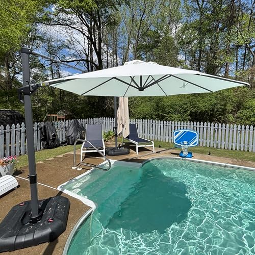 PURPLE LEAF 10 Feet Patio Umbrella Outdoor Cantilever Round Umbrella Aluminum Offset Umbrella with 360-degree Rotation for Garden Deck Pool Patio White - color: White, size: 10 Feet, style: Standard