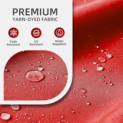 9 X 12 FT Cantilever Outdoor Patio Umbrella with Led Lights Heavy Duty Windproof Double Top Large Rectangle Offset Umbrellas with 360-degree Rotation for Garden Pool Deck Backyard, Red - color: Red, size: 9' X 12'- Only Umbrella(LED)