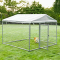 VIVIJASON Outdoor Large Dog Kennel Heavy Duty Fence Dog Cage with Galvanized Chain Link, Outside Pen Playpen Dog Run House with UV & Waterproof Cover and Secure Lock for Backyard (6.5'Lx6.5'Wx5.2'H) - color: 6.5'Lx6.5'Wx5.2'H