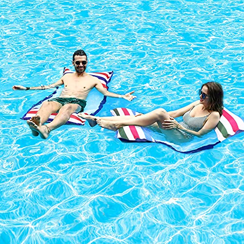 FindUWill Fabric Pool Hammock Floats, XL, 2Pack Inflatable Water Hammocks Floaties 4-in-1 (Saddle, Lounge Chair, Hammock, Drifter), Pool Float Lounger for Adults - color: Classic&Jungle