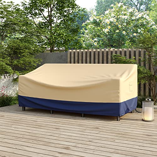 Tangkula Patio 3-Seater Waterproof Outdoor Deep Sofa Cover with Padded Handle & Click-Close Straps, Air Vent, Heavy Duty PU Couch Cover, 77" W x 43" D x 29.9" H - size: 77" W x 43" D x 29.9" H