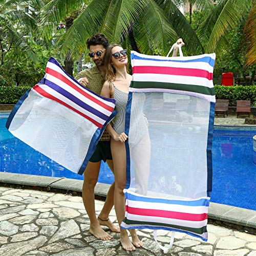 FindUWill Fabric Pool Hammock Floats, XL, 2Pack Inflatable Water Hammocks Floaties 4-in-1 (Saddle, Lounge Chair, Hammock, Drifter), Pool Float Lounger for Adults - color: Classic&Jungle