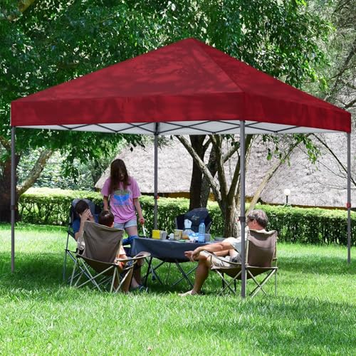 COOSHADE Durable Easy Pop Up Canopy Tent 10x10Ft, Burgundy - color: Burgundy, size: 10x10Ft