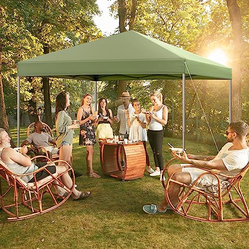 10x10 Pop Up Canopy Tent, Outdoor Instant Sun Shelter - Green, Included 1 x Rolling Storage Wheeled Bag, 4 x Guylines, 8 x Stakes - color: Basic Green