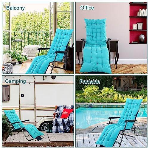 67 x 19 Inch Chaise Lounge Cushions Soft Lounge Chair Cushion Gravity Chair Cushion Sofa Lawn Furniture Cushion Pad with 6 Tie for Outdoor Indoor Patio Home Without Headrest (Lake Blue,2 Pcs) - color: Lake Blue