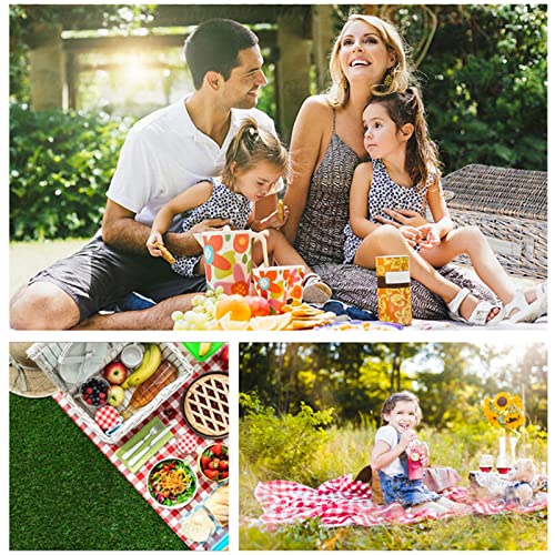 Picnic Basket Set for 4 Persons, Willow Picnic Basket with Insulated Cooler Bag and Tableware, Handmade Gift Hamper for Outdoor Lake Beach Camping and Party