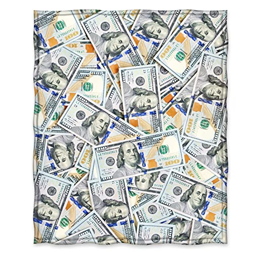 Jekeno Money Blanket 100 Dollar Bills Pattern Print Gifts for Women Kids Girls Men Birthday Halloween for Dad Mom Husband Wife Teens Wealth Bed Decor Throw Blankets 50"x60" - color: Color1, size: 50"x60"