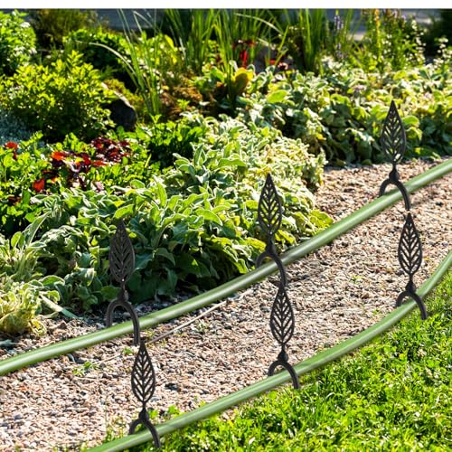 MorningRo 6 Pcs 8 Inch Garden Hose Guide Spike Metal Garden Stakes Holder Heavy Duty Metal Hose Guide for Plant Protection Lawn Yard(Leaf) - style: Leaf
