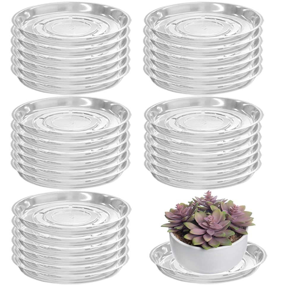30 Packs 16" Extra-Large Clear Plant Saucers for Indoor Outdoor Use Heavy Duty Plastic Plant Trays for Planter Bulk Flower Pot Drip Trays to Catch Water, 4 to 20 Inch - size: 16 inches