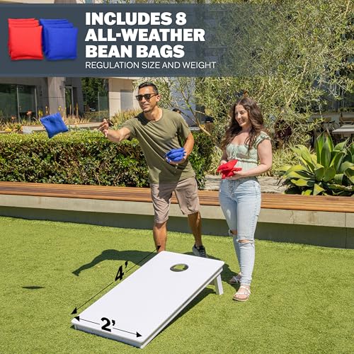 GoSports 4 x 2 ft Commercial Ultra Durable Cornhole Board Set – All-Weather Regulation Size, Ready-to-Play for Family Backyard Games, Tailgates, Outdoor Party, and Venues - color: White DIY