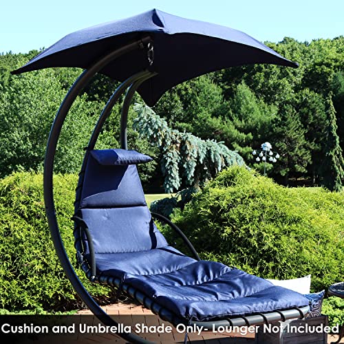 Sunnydaze Outdoor Hanging Lounge Chair Replacement Cushion and Floating Umbrella Fabric Only - Curved Swing Chair Cushion Replacement - Navy Blue - color: Navy Blue