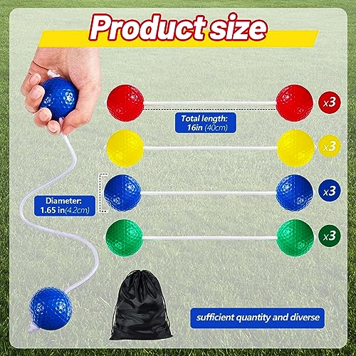 Lenwen 12 Pack Ladder Ball Outdoor Game Ladder Toss Balls Replacement Bolas with Storage Bag for Toss Match Yard Lawn Golf Game, 4 Colors - color: Red, Blue, Yellow, Green