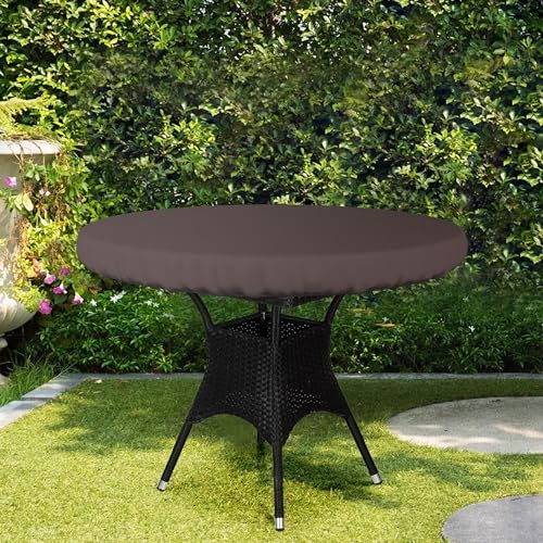 Covers & All Round Table Top Cover, 12 Oz Waterproof UV & Weather Resistant Patio Table Cover, Outdoor Table Cover for Patio Outdoor Furniture & Coffee Table (44" Dia x 4" H Inches, Coffee) - color: Coffee, size: 44" Dia x 4" H