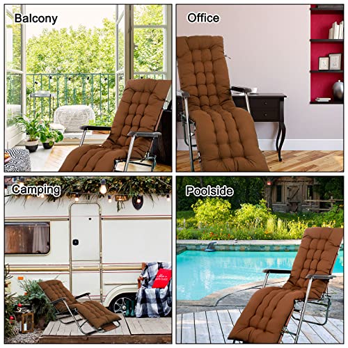Bucherry 67 x 19 Inch Chaise Lounge Cushions Soft Lounge Chair Cushion Gravity Chair Cushion Sofa Lawn Furniture Cushion Pad with 6 Tie for Outdoor Indoor Patio Home Without Headrest (Coffee,2 Pcs) - color: Coffee