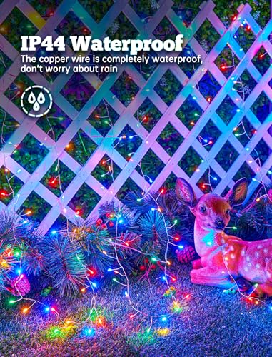 Brightown Solar Lights for Outside, 10Ft 120 LED Solar String Lights Outdoor Waterproof, 8 Modes Firecracker Balcony Light for Tree Patio Christmas Party Wedding Decor, Multicolor - color: Multicolor, size: 9.8Ft