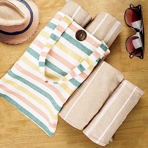 HILLFAIR Cotton Turkish Beach Towels, Quick Dry Lightweight Sand Free Peshtemal Towel for Bath Swim Yoga Spa Travel, Beach Accessories, Oversized Cotton Turkish Towels (39 x 72 inch- 4 Pack Beige) - color: Beige, size: 39 x 72 inch ( Beach towel - 4 PACK