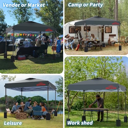 8x8 Pop Up Canopy, Easy Up Canopy Tent, Heavy Duty Tents for Parties, One Person Set Up Event Tent, Grey - color: Gray, size: 8x8