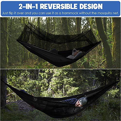 Gold Armour Camping Hammock - Camping Essentials, Double Hammock with Bug Net, Camping Gear Hammock for Outside, Hiking, and Travel (Black) - color: Black