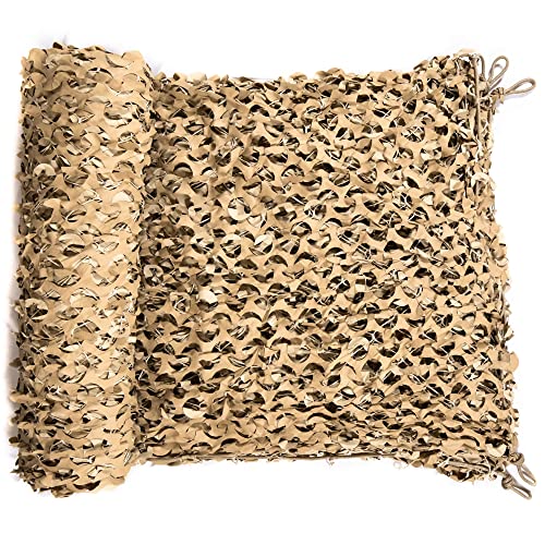 CamoSystems Reinforced Camouflage Netting | 3D Camo Nets, Waterproof & UV Protection, Silent Rip-Stop Fabric - color: Desert - Light Tan/Tan, size: 5' X 10' (Top Cover)