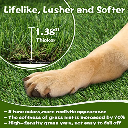 XLX TURF Artificial Grass Mat 48" x 32", Durable Dogs Fake Grass for Pets Potty Training, Artificial Turf Grass Rug for Patio Outdoor Indoor Decor - size: 2'8" x 4' (Rectangular)