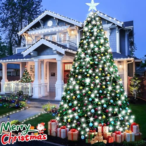 KNONEW 403ft 1000 LED String Lights Outdoor Christmas Lights 8 Modes & Timer Fairy Light Plug in Waterproof LED String Lights for Xmas Yard Tree Wedding Party Holiday Decorations (Cool White) - color: Cool White, size: 403ft 1000 LED
